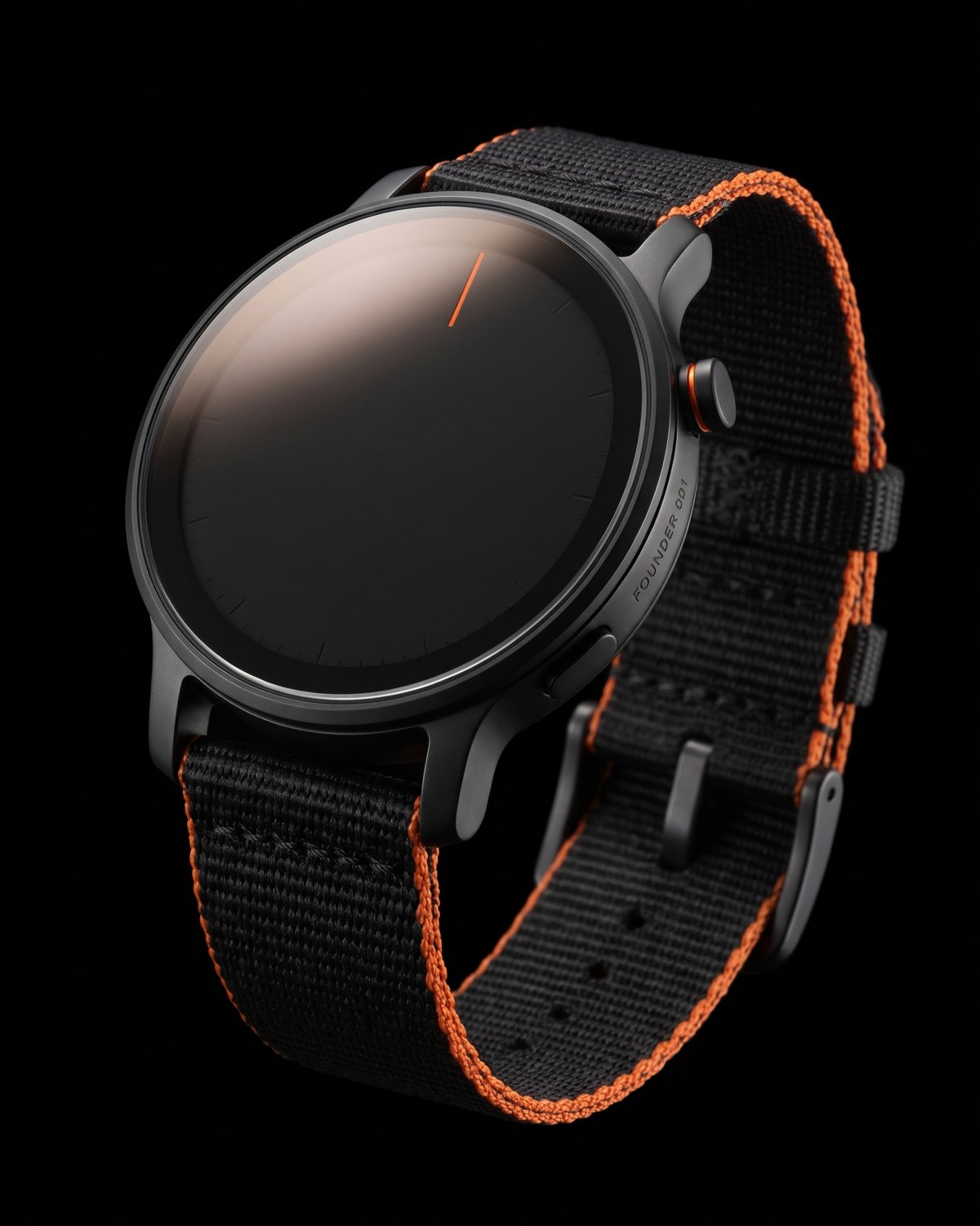 Founding member Tabula in black DLC titanium with orange details.