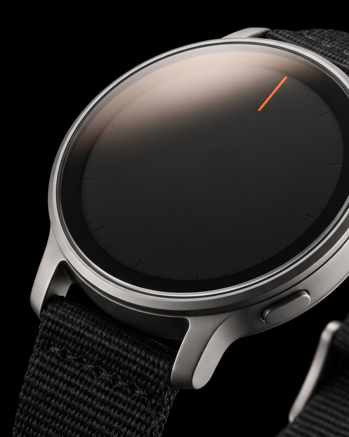 Tabula, titanium, on a woven strap.